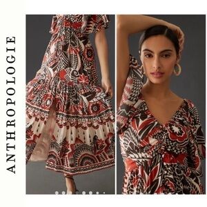 By Anthropologie | Tiered Abstract Tribal Print Maxi Dress